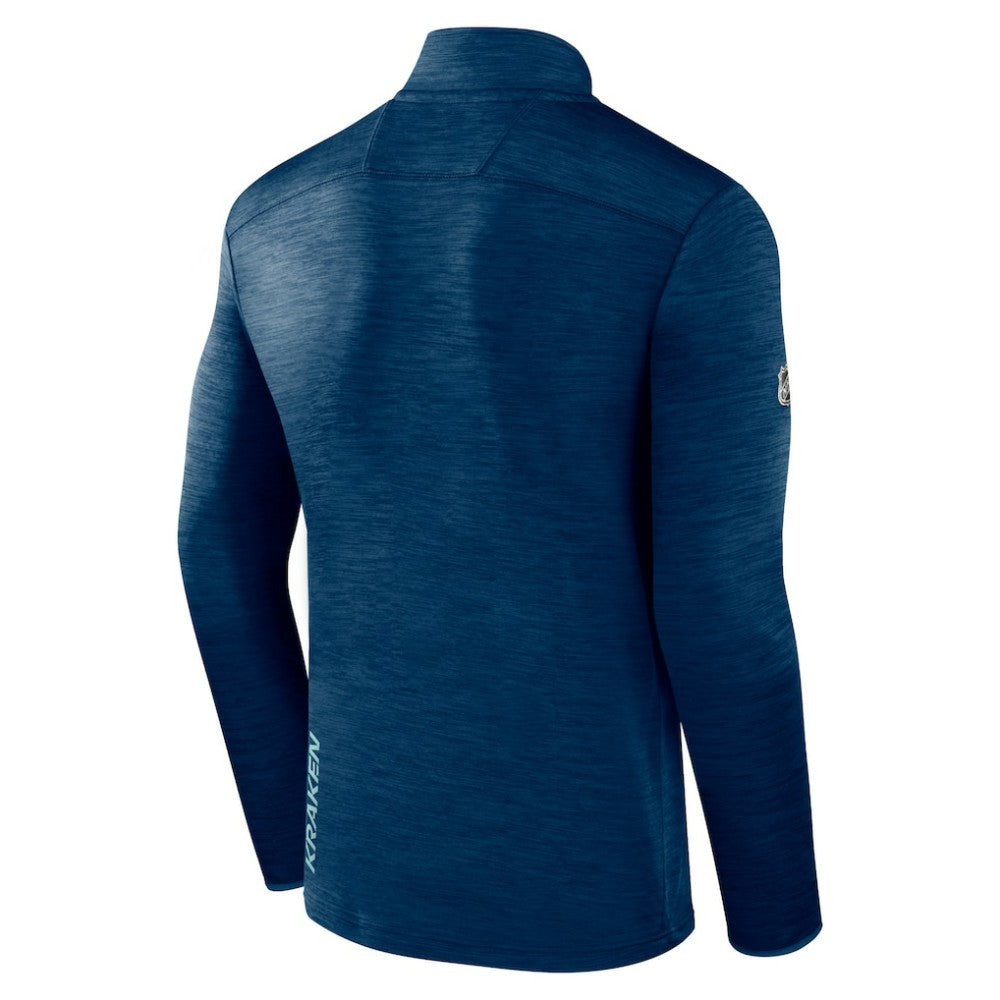 Seattle Kraken Fanatics Authentic Pro Quarter-Zip Pullover Top - Deep Sea Blue Pullover
