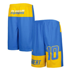 Justin Herbert Los Angeles Chargers Youth Player Name & Number Shorts - Powder Blue online