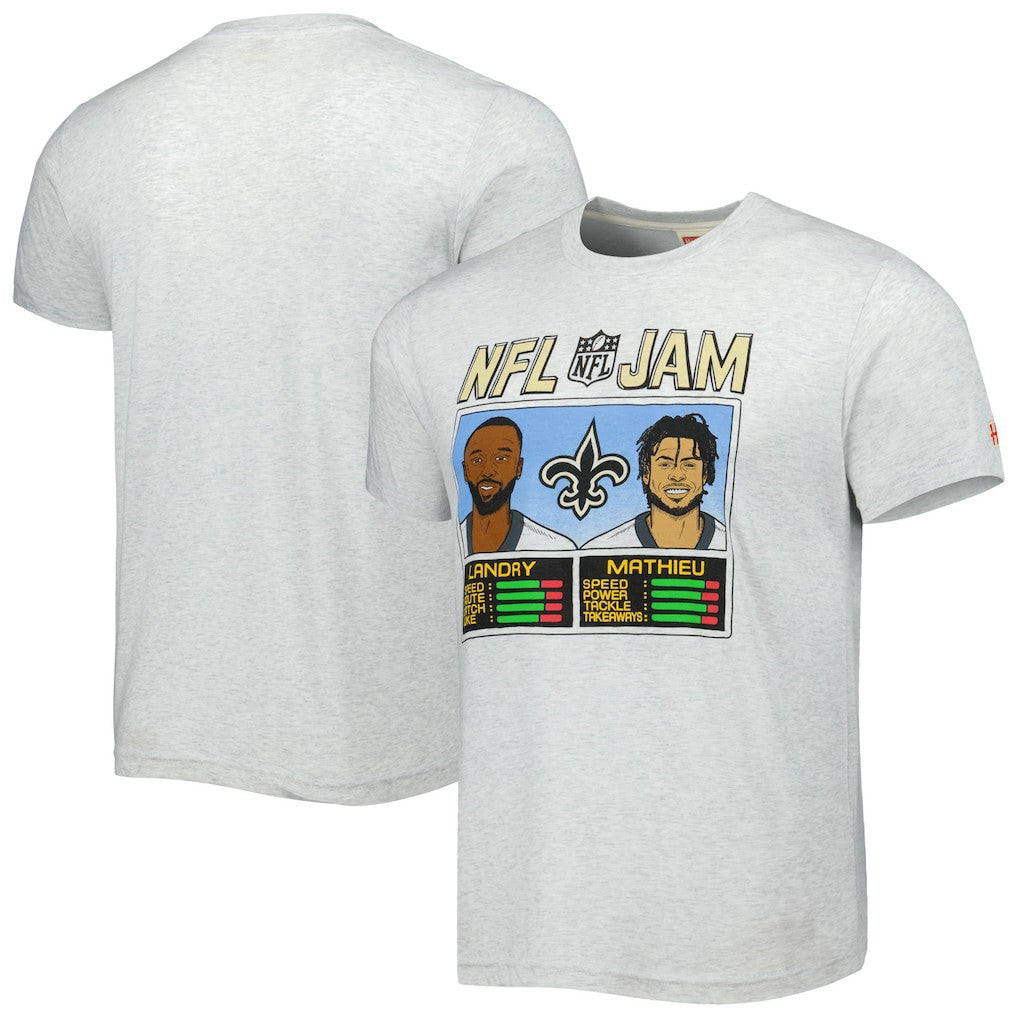 Jarvis Landry & Tyrann Mathieu New Orleans Saints Homage Unisex NFL Jam Tri-Blend T-Shirt - Heather Gray outlet