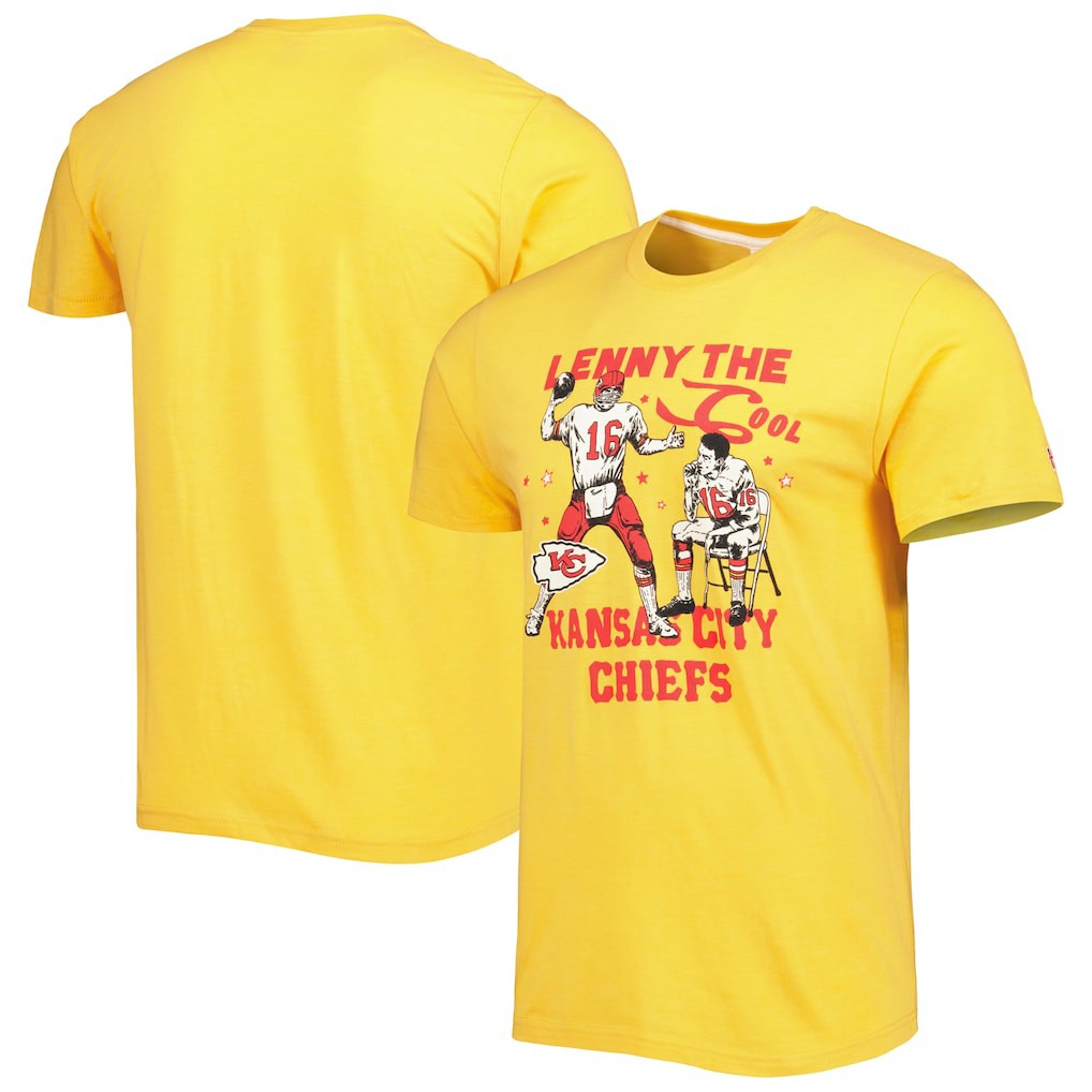 Len Dawson Kansas City Chiefs Homage Unisex Caricature Retired Player Tri-Blend T-Shirt - Gold outlet