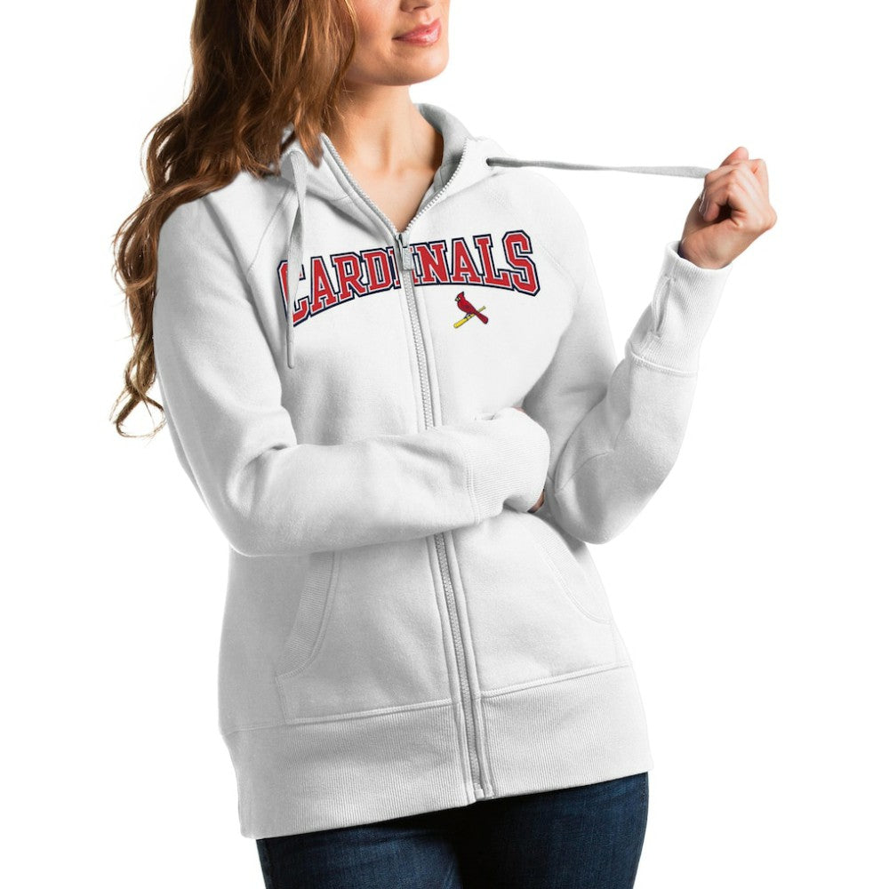 St. Louis Cardinals Antigua Women's Team Logo Victory Full-Zip Hoodie White