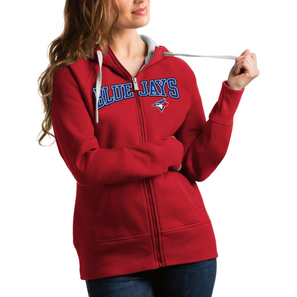 Toronto Blue Jays Antigua Women's Team Logo Victory Full-Zip Hoodie Red