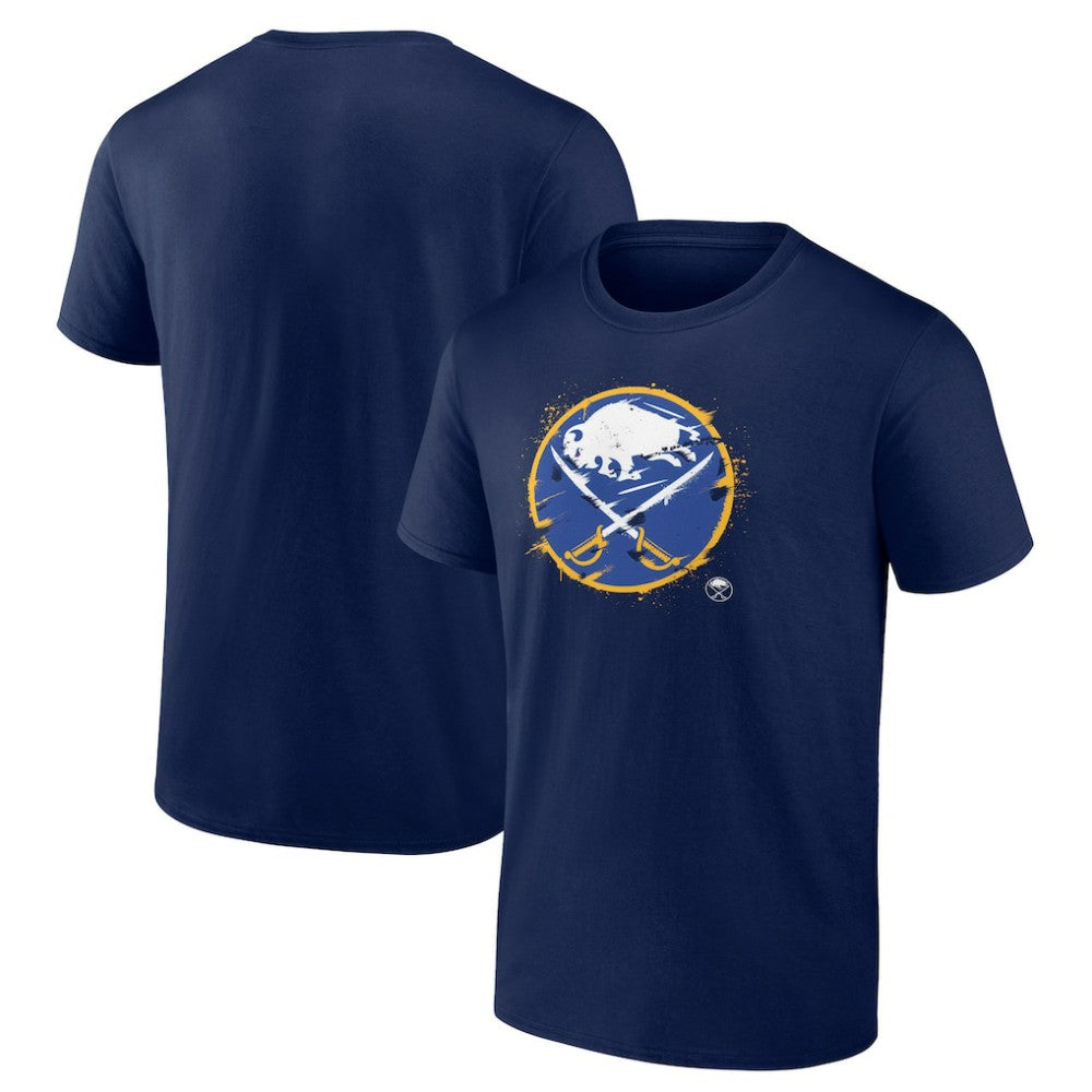 Buffalo Sabres Splatter Logo Team T-Shirt - Navy T-shirts