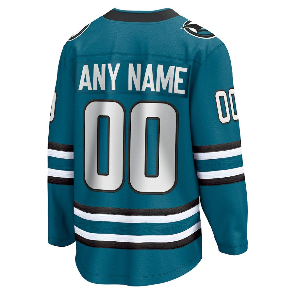 San Jose Sharks Fanatics Home Breakaway Custom Jersey - Teal Jerseys
