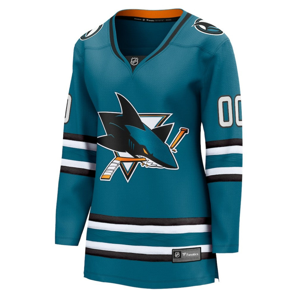 San Jose Sharks Fanatics Women's Home Breakaway Custom Jersey - Teal Jerseys