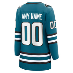San Jose Sharks Fanatics Women's Home Breakaway Custom Jersey - Teal Jerseys