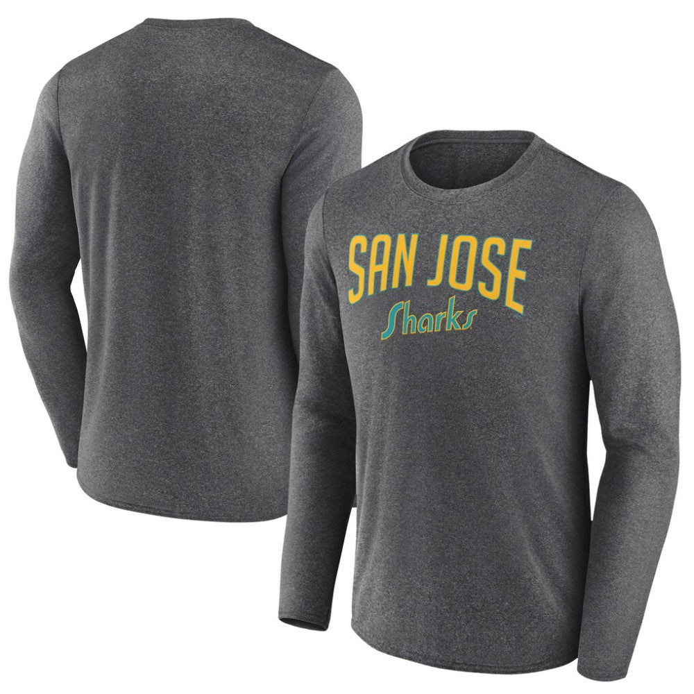 San Jose Sharks Fanatics Special Edition 2.0 Scoring Chance Long Sleeve T-Shirt - Heather Charcoal T-shirts