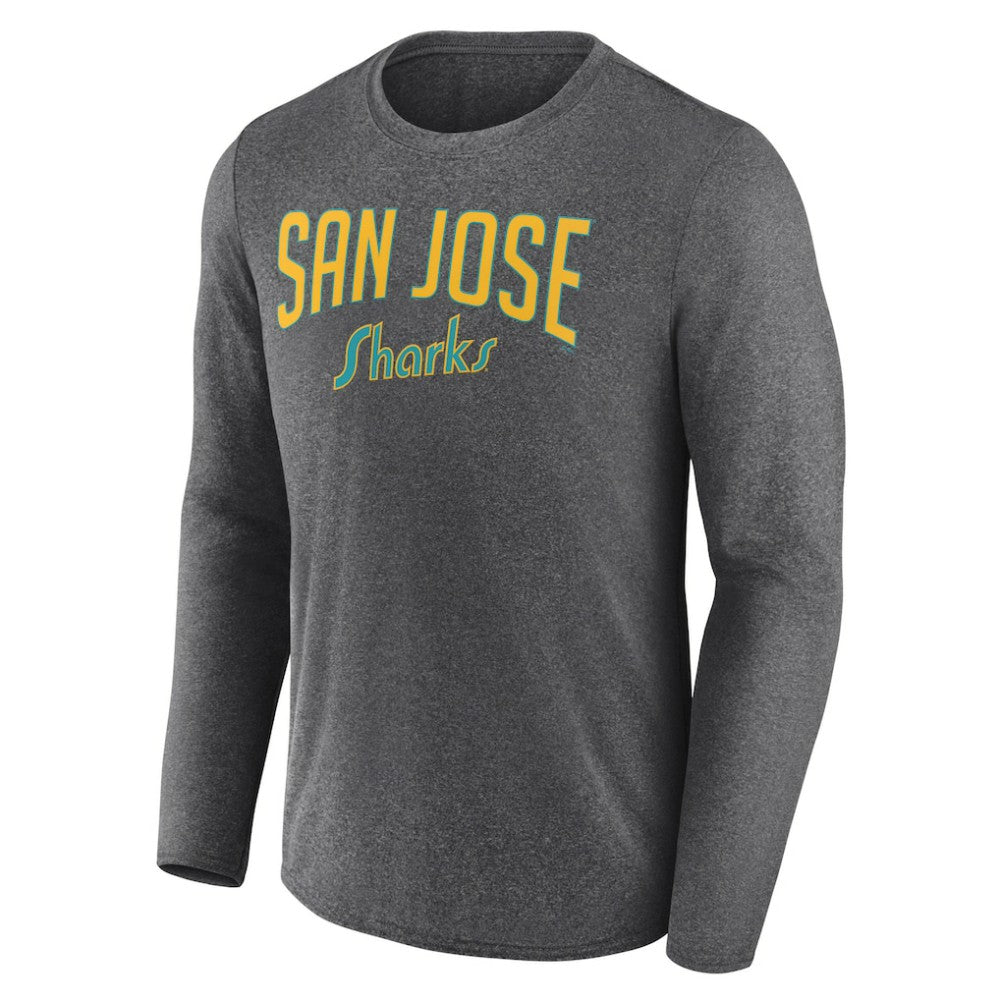 San Jose Sharks Fanatics Special Edition 2.0 Scoring Chance Long Sleeve T-Shirt - Heather Charcoal T-shirts