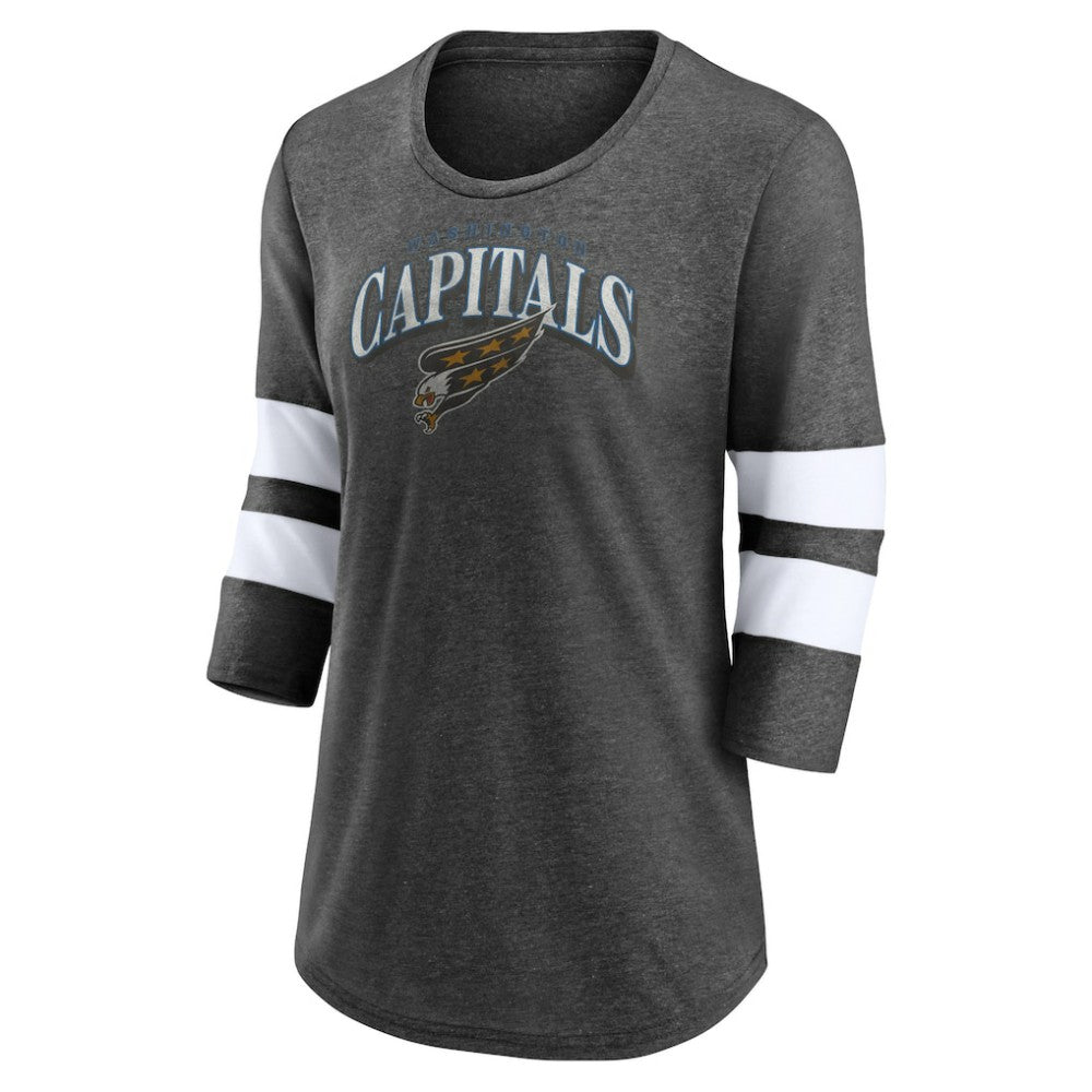 Washington Capitals Fanatics Women's Special Edition 2.0 Barn Burner 3/4 Sleeve T-Shirt - Heather Charcoal T-shirts