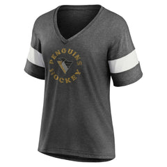 Pittsburgh Penguins Fanatics Women's Special Edition 2.0 Ring The Alarm V-Neck T-Shirt - Heather Charcoal T-shirts