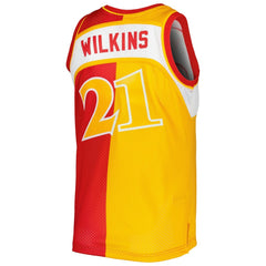 Dominique Wilkins Atlanta Hawks Hardwood Classics 1986/87 Split Swingman Jersey - Yellow/Red cheap