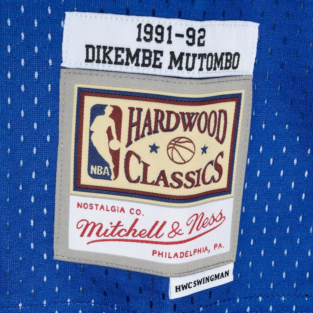 Dikembe Mutombo Denver Nuggets Hardwood Classics 1991/92 Split Swingman Jersey sale - Royal/Gold sale