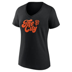 San Francisco Giants Women's Scripty City V-Neck T-Shirt Black