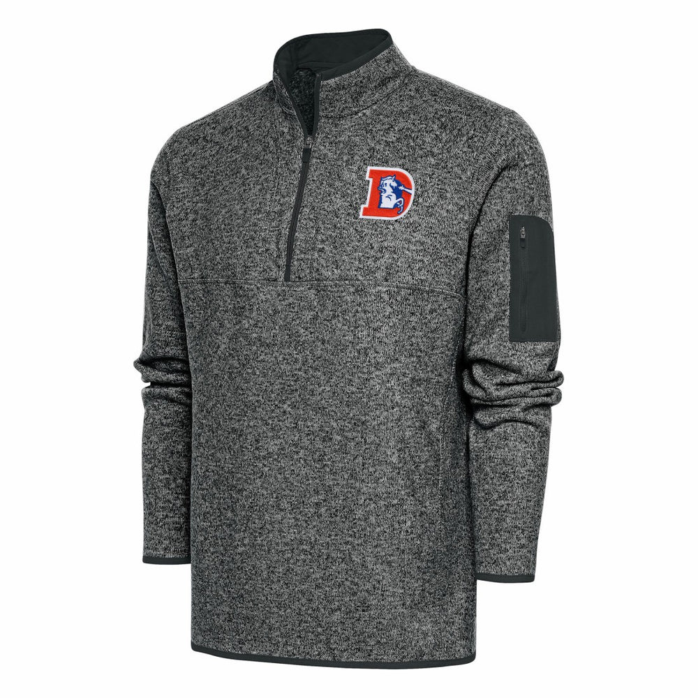 Denver Broncos Antigua Throwback Fortune Quarter-Zip Pullover Jacket - Heather Charcoal outlet