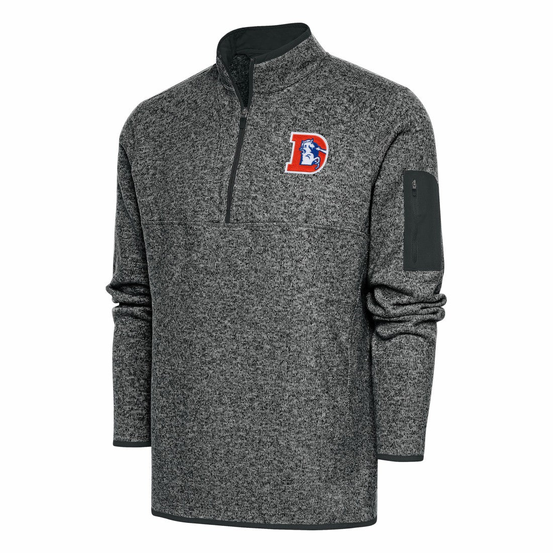 Denver Broncos Antigua Throwback Fortune Quarter-Zip Pullover Jacket - Heather Charcoal outlet