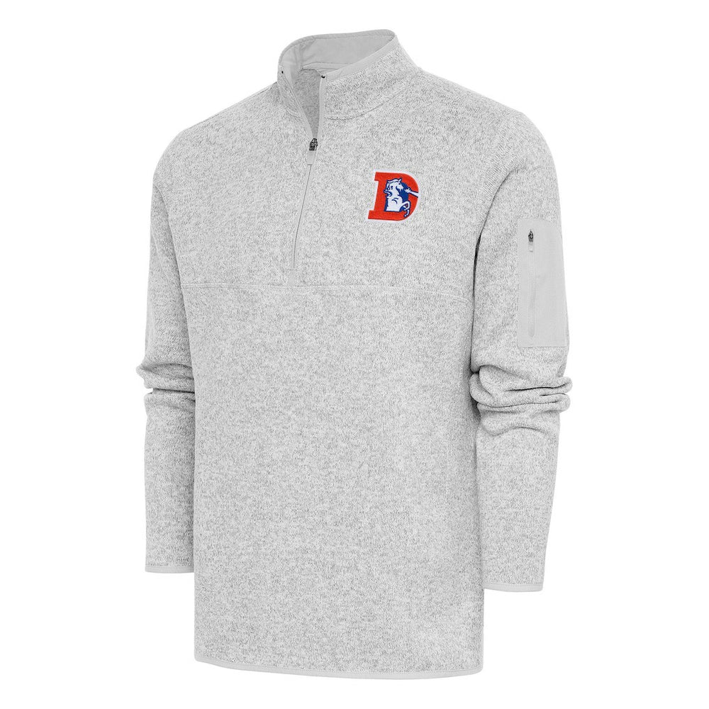 Denver Broncos Antigua Throwback Fortune Quarter-Zip Pullover Jacket - Heather Gray cheap