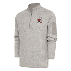 Cleveland Browns Antigua Throwback Fortune Quarter-Zip Pullover Jacket - Oatmeal on sale