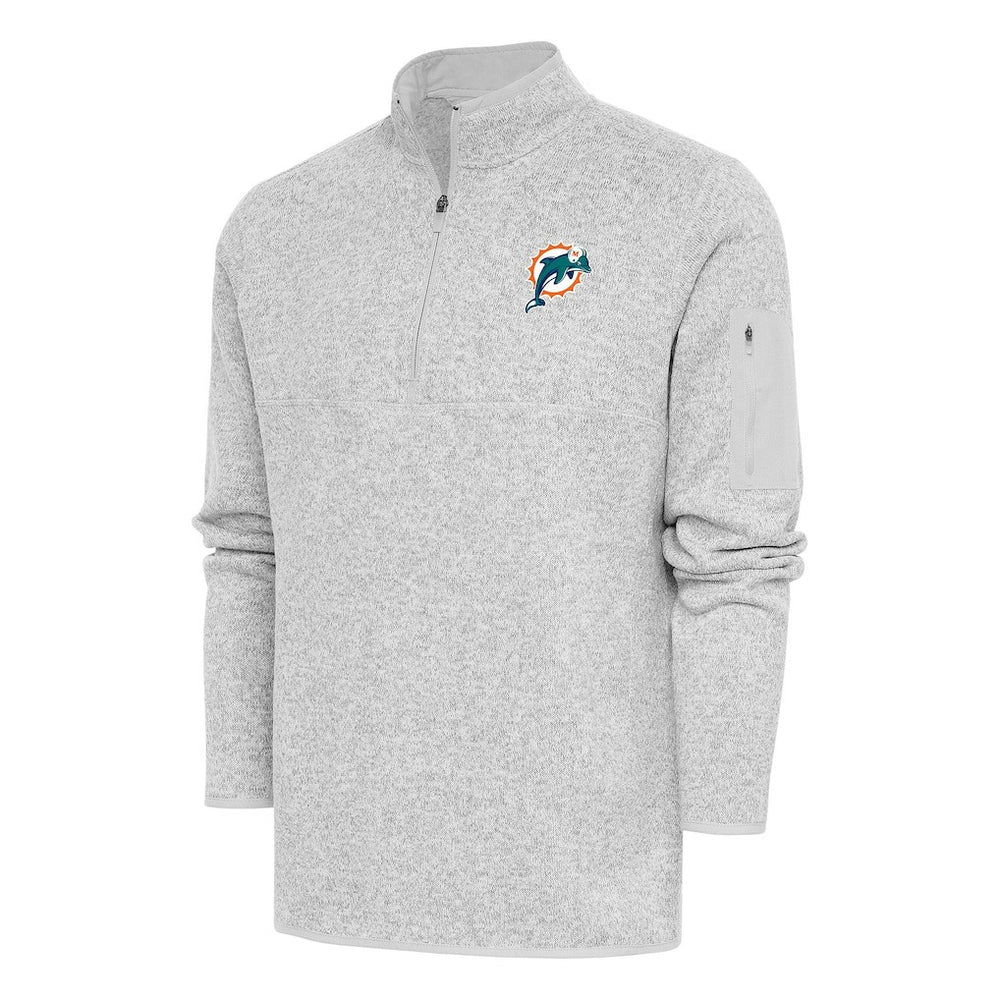 Miami Dolphins Antigua Throwback Fortune Quarter-Zip Pullover Jacket - Heather Gray outlet
