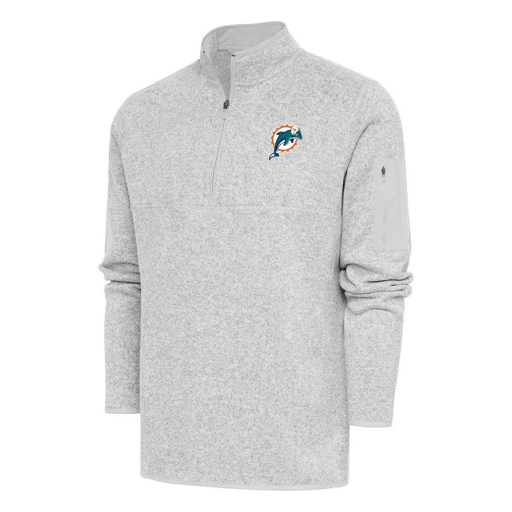 Miami Dolphins Antigua Throwback Fortune Quarter-Zip Pullover Jacket - Heather Gray outlet