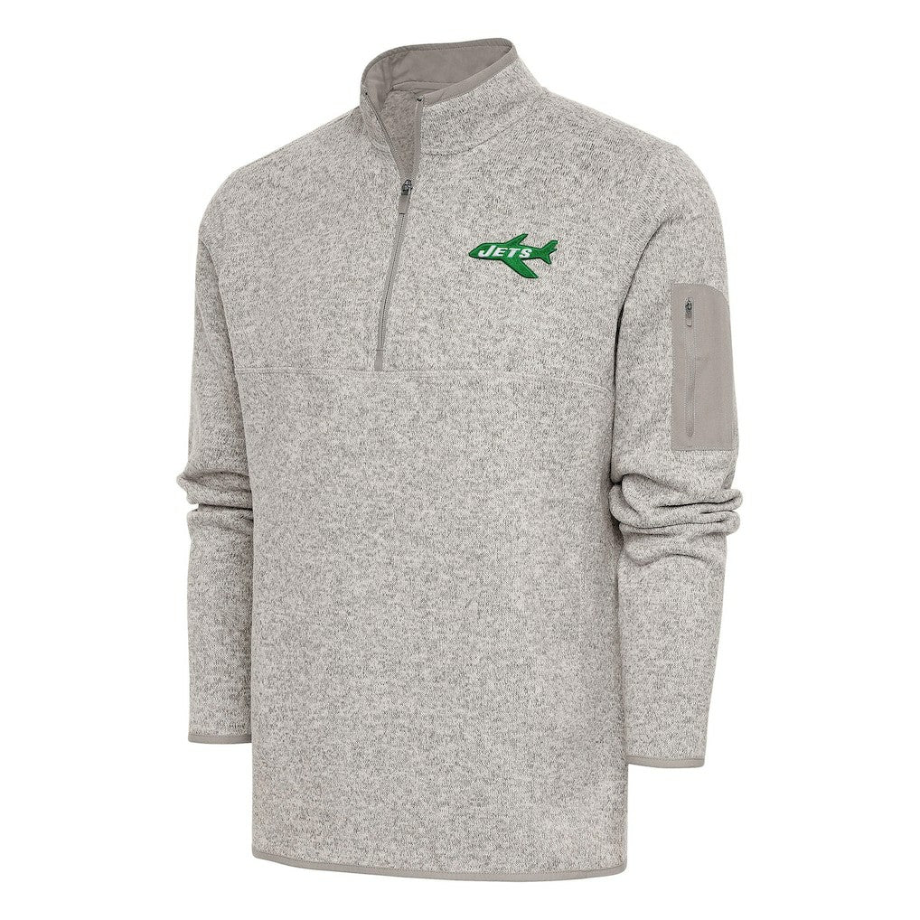 New York Jets Antigua Throwback Fortune Quarter-Zip Pullover Jacket - Oatmeal online
