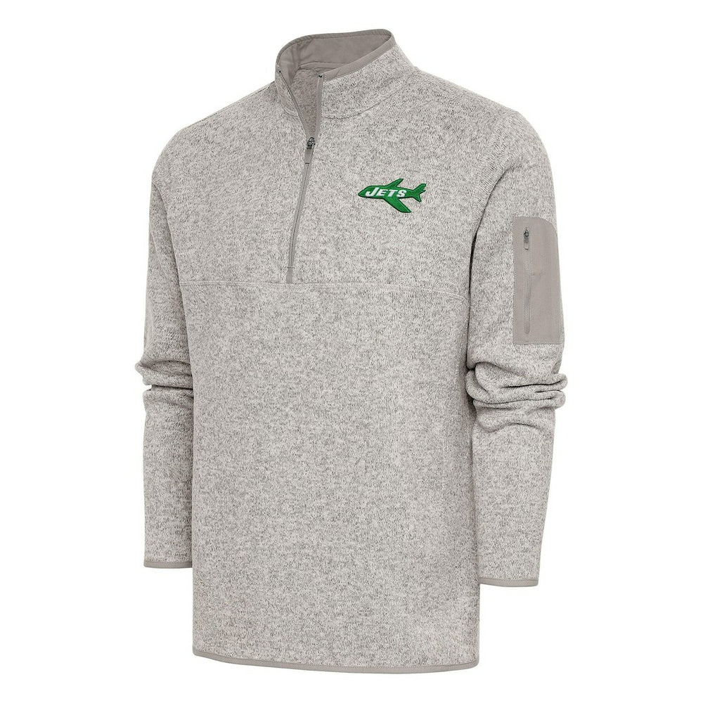 New York Jets Antigua Throwback Fortune Quarter-Zip Pullover Jacket - Oatmeal online