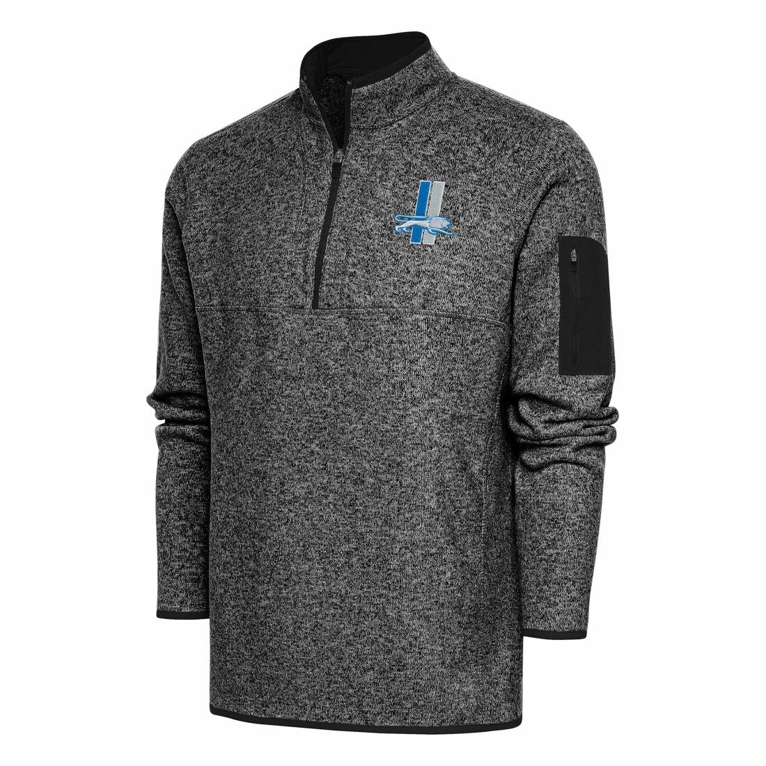 Detroit Lions Antigua Throwback Fortune Quarter-Zip Pullover Jacket - Heather Black cheap