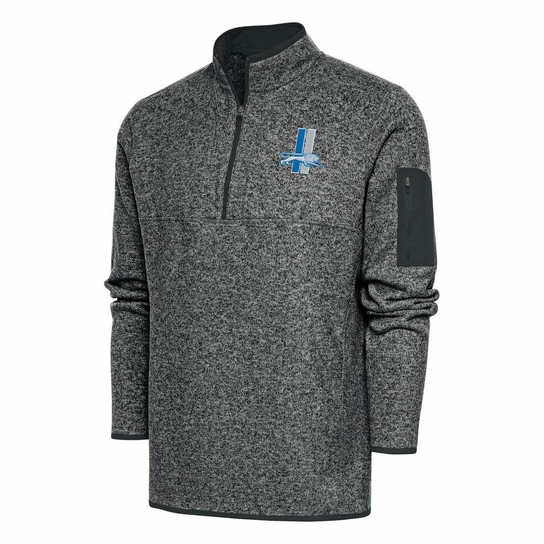 Detroit Lions Antigua Throwback Fortune Quarter-Zip Pullover Jacket - Heather Charcoal discount