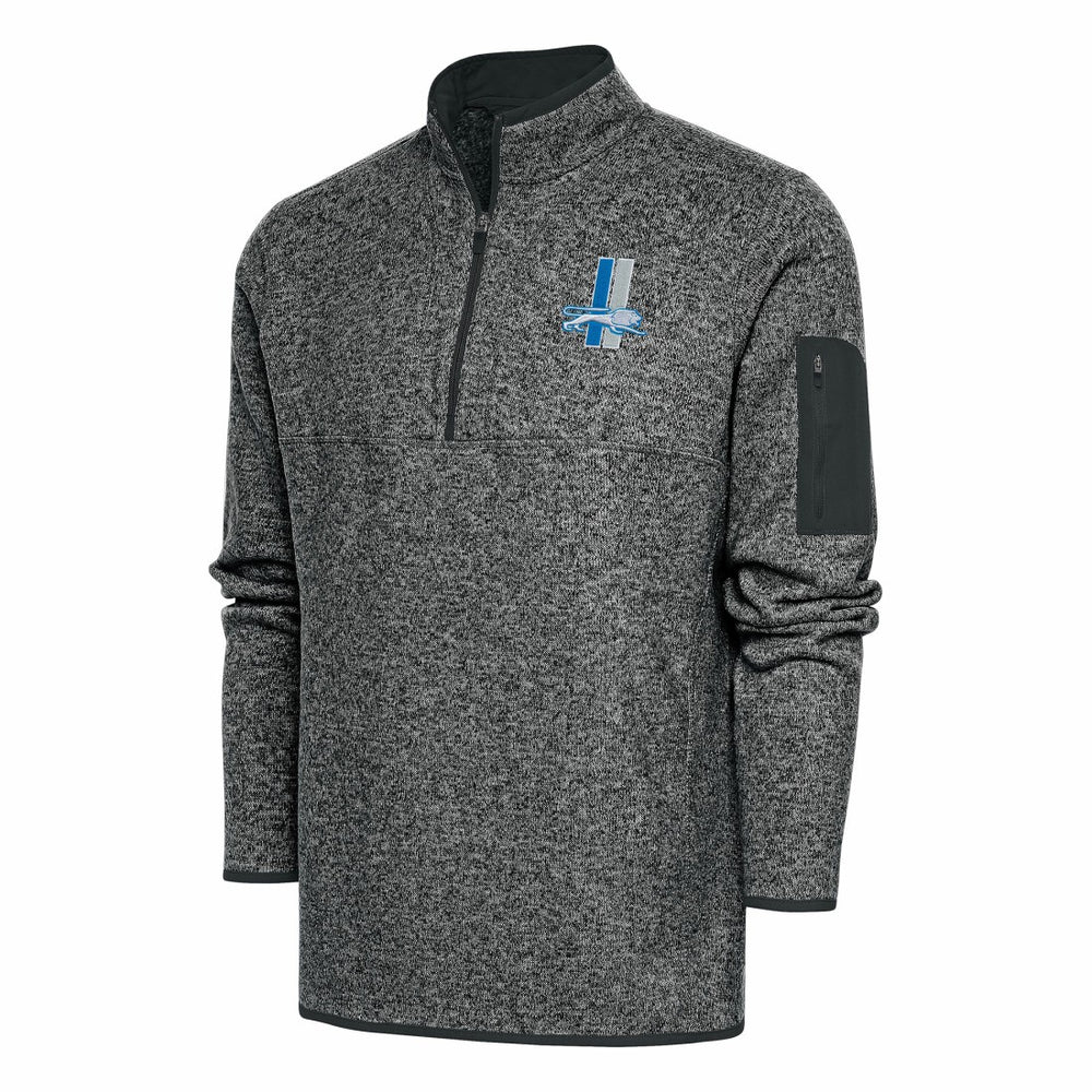 Detroit Lions Antigua Throwback Fortune Quarter-Zip Pullover Jacket - Heather Charcoal discount