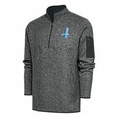 Detroit Lions Antigua Throwback Fortune Quarter-Zip Pullover Jacket - Heather Charcoal discount
