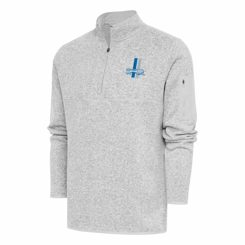 Detroit Lions Antigua Throwback Fortune Quarter-Zip Pullover Jacket - Heather Gray cheap