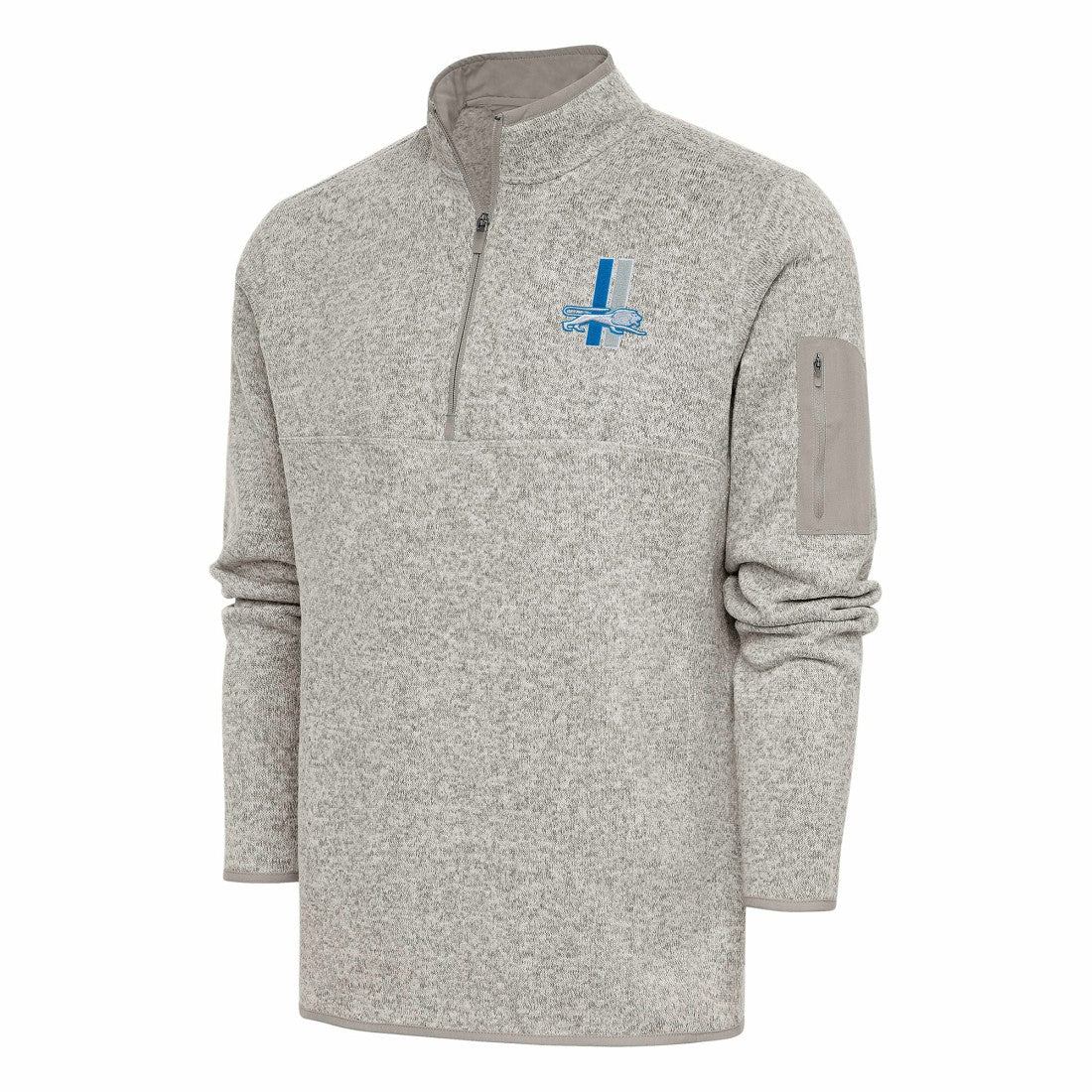 Detroit Lions Antigua Throwback Fortune Quarter-Zip Pullover Jacket - Oatmeal discount
