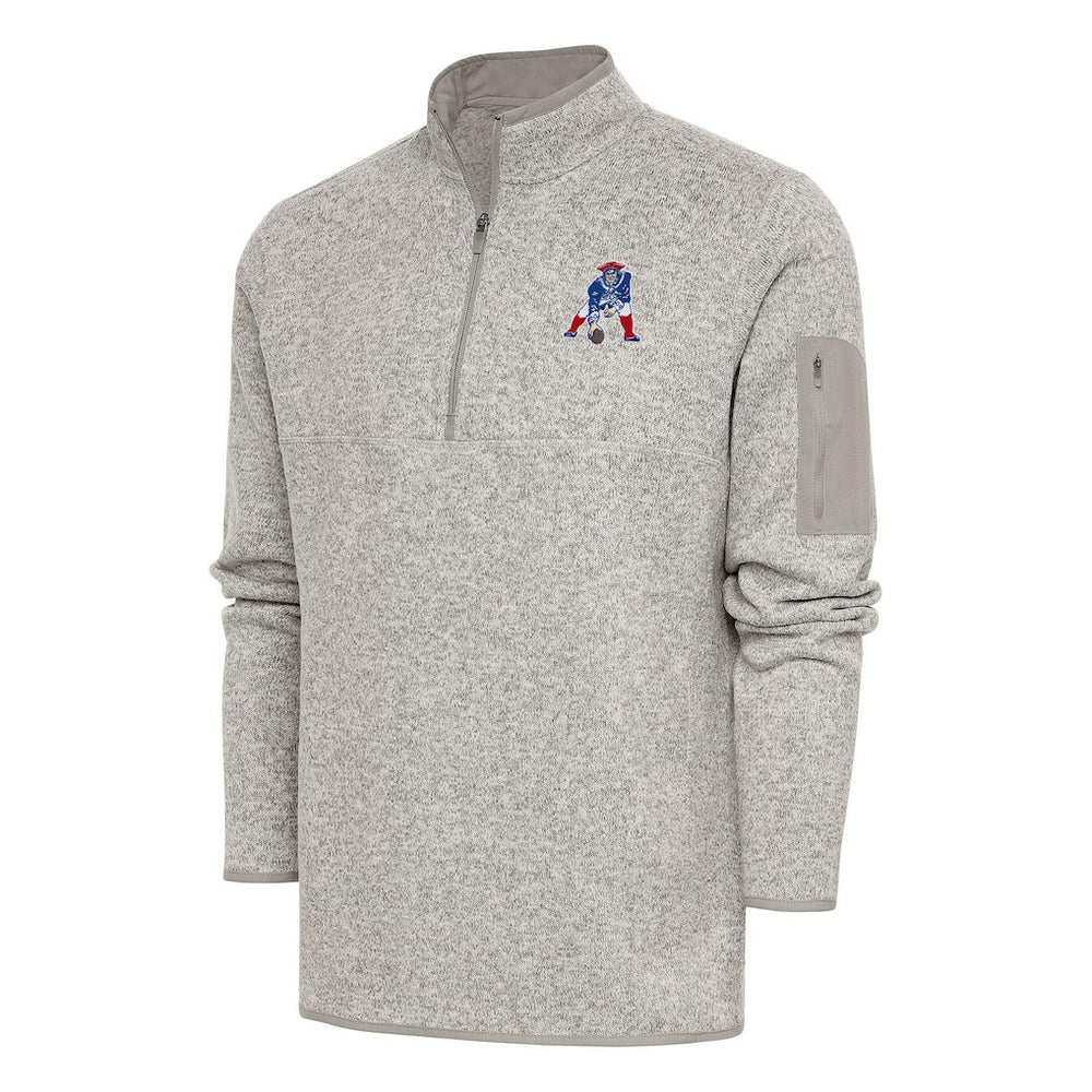 New England Patriots Antigua Throwback Fortune Quarter-Zip Pullover Jacket - Oatmeal discount