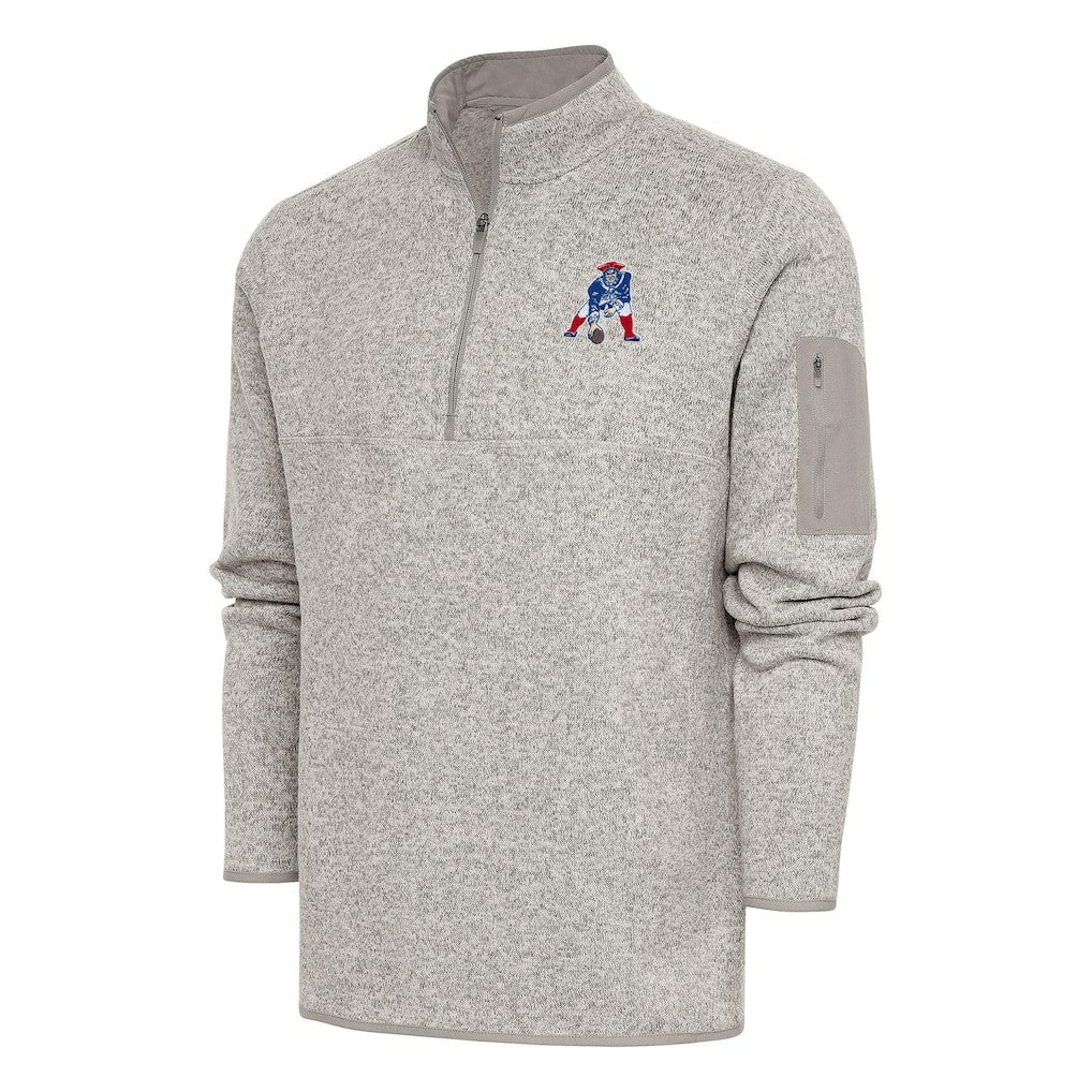 New England Patriots Antigua Throwback Fortune Quarter-Zip Pullover Jacket - Oatmeal discount