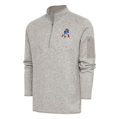 New England Patriots Antigua Throwback Fortune Quarter-Zip Pullover Jacket - Oatmeal discount