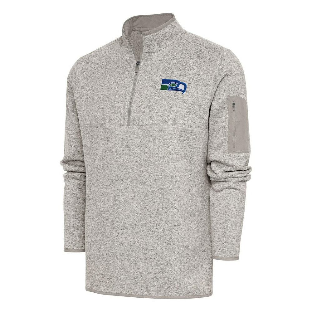 Seattle Seahawks Antigua Throwback Fortune Quarter-Zip Pullover Jacket - Oatmeal sale