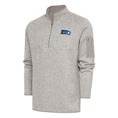 Seattle Seahawks Antigua Throwback Fortune Quarter-Zip Pullover Jacket - Oatmeal sale