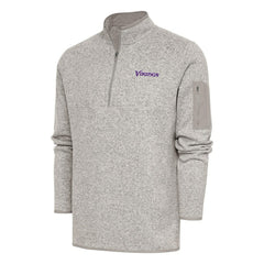 Minnesota Vikings Antigua Throwback Fortune Quarter-Zip Pullover Jacket - Oatmeal on sale