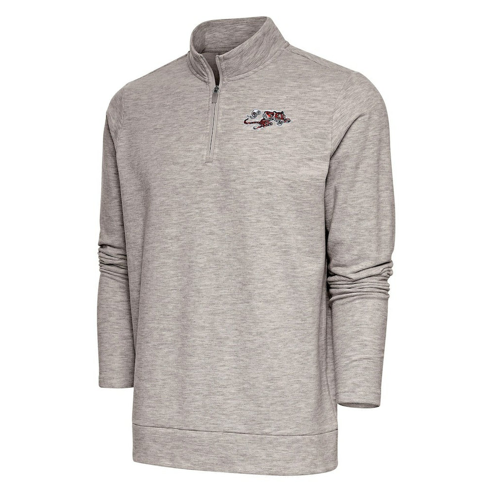 Cincinnati Bengals Antigua Team Logo Throwback Gambit Quarter-Zip Pullover Top - Oatmeal cheap