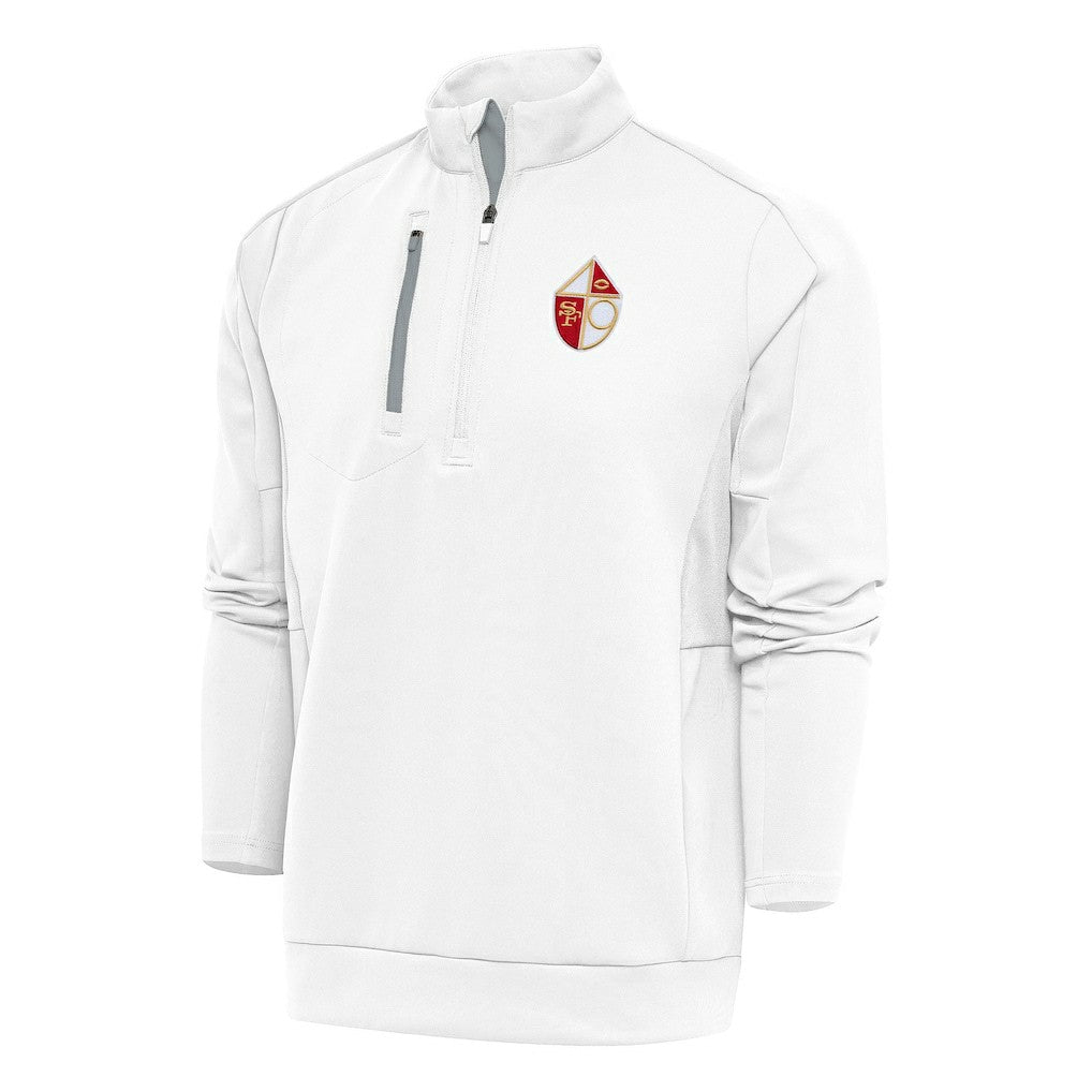 San Francisco 49ers Antigua Team Logo Throwback Generation Quarter-Zip Pullover Top - White online