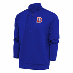 Denver Broncos Antigua Team Logo Throwback Generation Quarter-Zip Pullover Top - Royal outlet