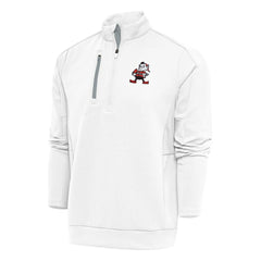 Cleveland Browns Antigua Team Logo Throwback Generation Quarter-Zip Pullover Top - White for sale