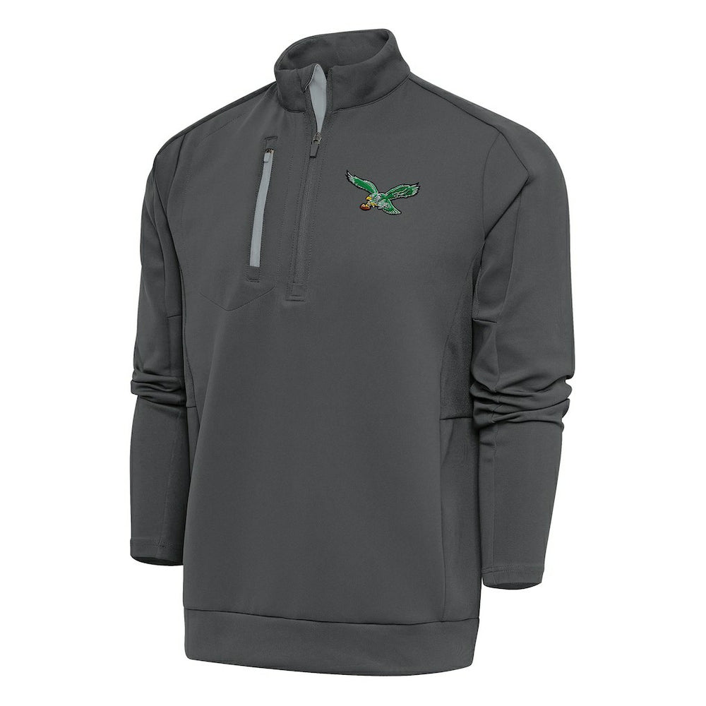 Philadelphia Eagles Antigua Team Logo Throwback Generation Quarter-Zip Pullover Top - Charcoal online