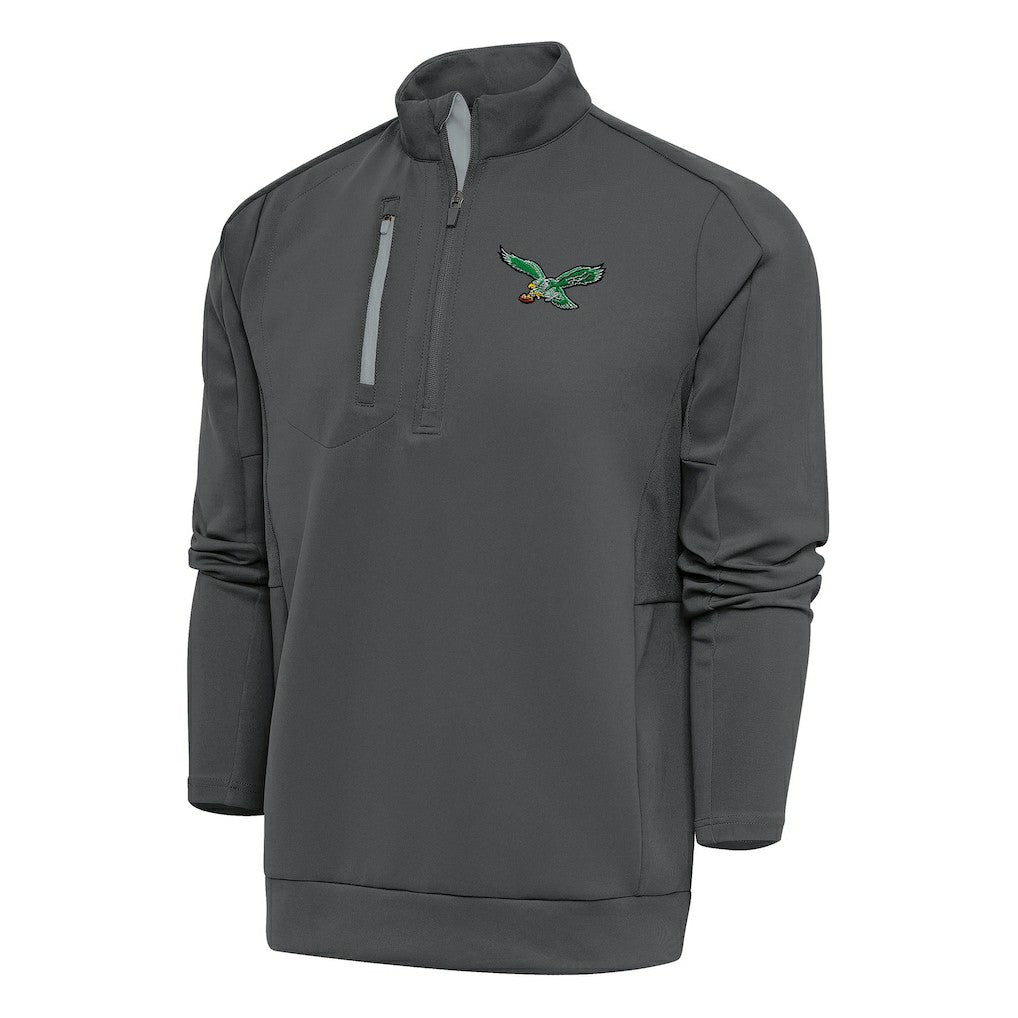 Philadelphia Eagles Antigua Team Logo Throwback Generation Quarter-Zip Pullover Top - Charcoal online