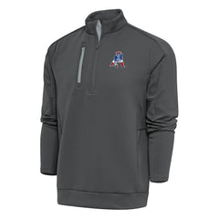 New England Patriots Antigua Team Logo Throwback Generation Quarter-Zip Pullover Top - Charcoal on sale