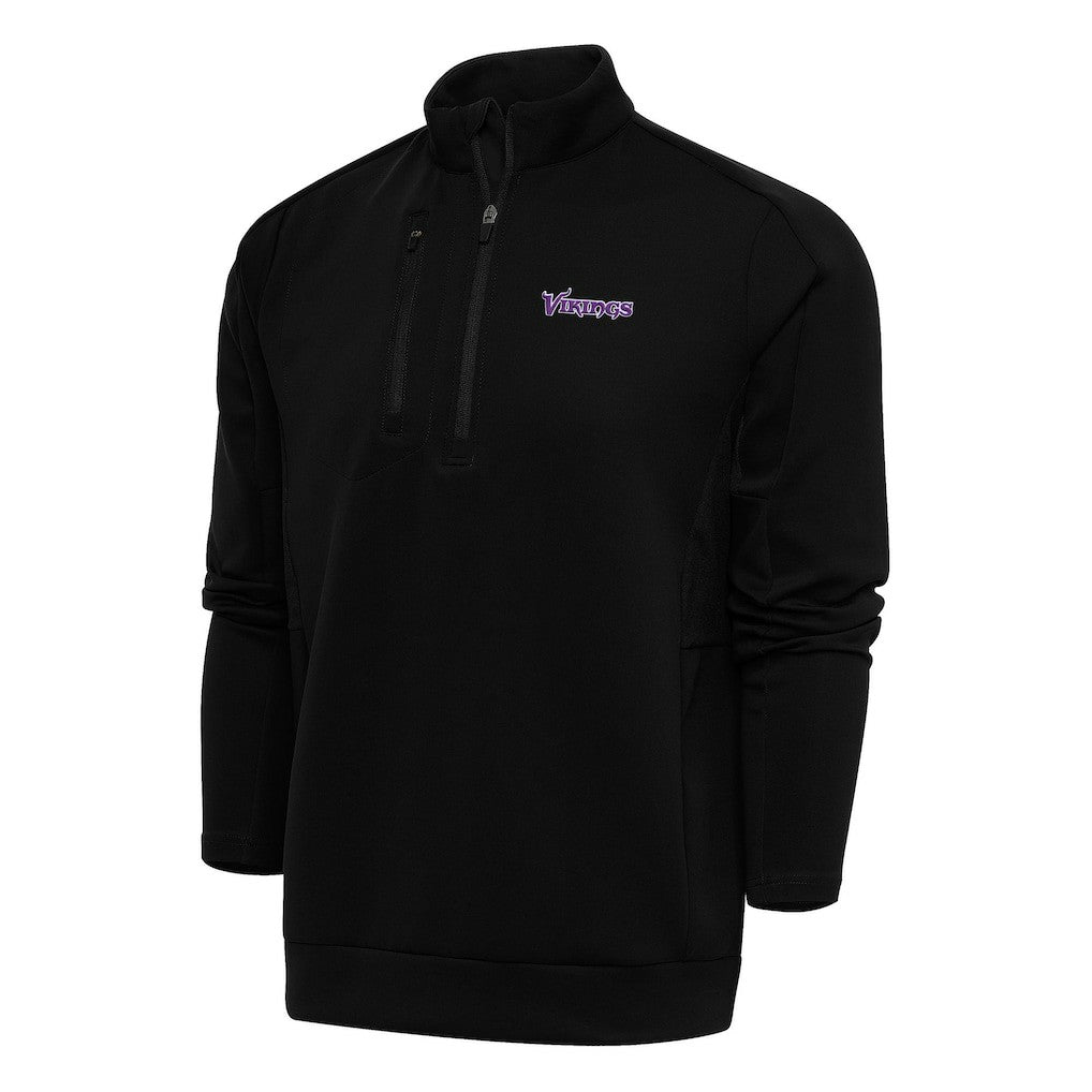 Minnesota Vikings Antigua Team Logo Throwback Generation Quarter-Zip Pullover Top - Black cheap