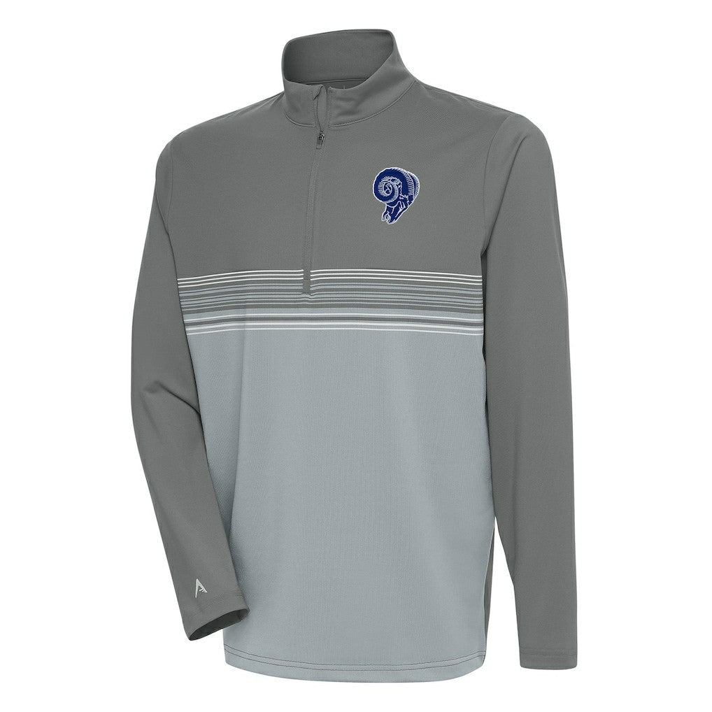 Los Angeles Rams Antigua Team Logo Throwback Pace Quarter-Zip Pullover Top - Steel cheap