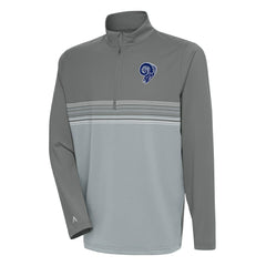 Los Angeles Rams Antigua Team Logo Throwback Pace Quarter-Zip Pullover Top - Steel cheap