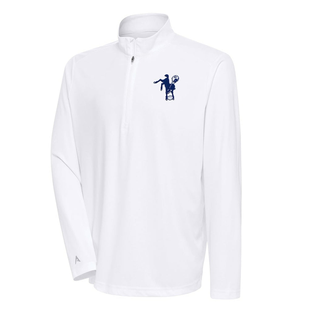Indianapolis Colts Antigua Team Logo Throwback Tribute Quarter-Zip Pullover Top - White discount