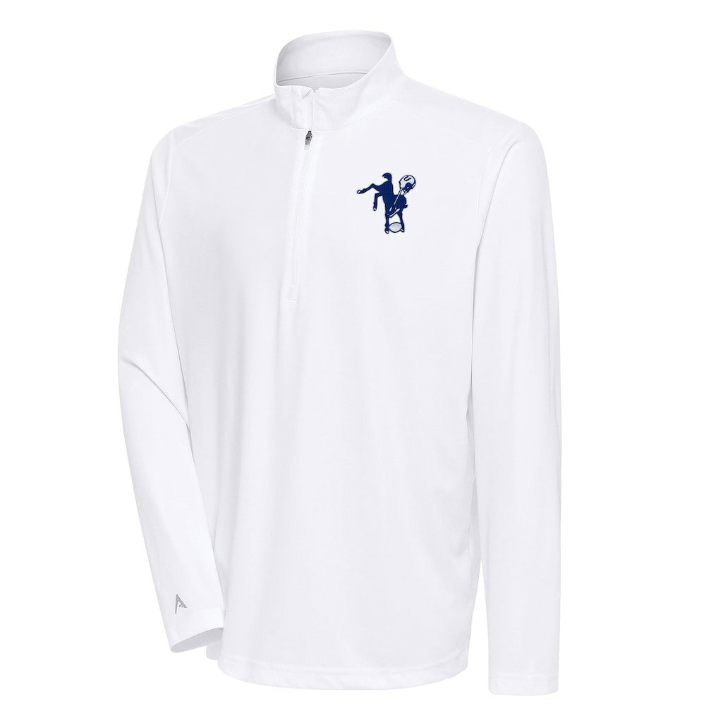 Indianapolis Colts Antigua Team Logo Throwback Tribute Quarter-Zip Pullover Top - White discount