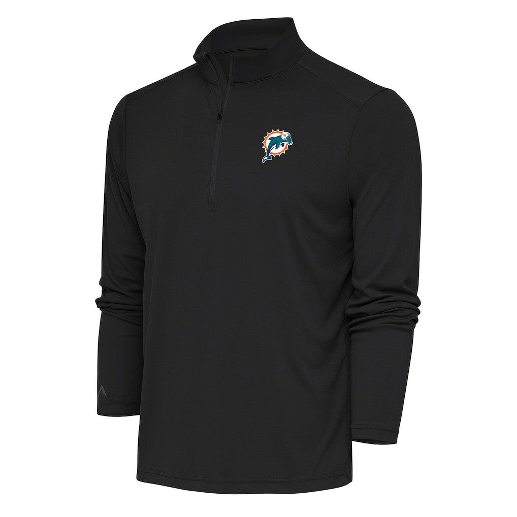 Miami Dolphins Antigua Team Logo Throwback Tribute Quarter-Zip Pullover Top - Charcoal cheap